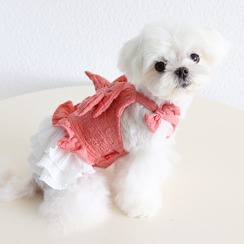 Sweet Big Bow Dog Cat Chiffon Dress
