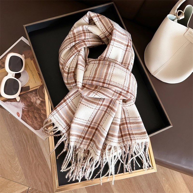 Unisex Business Basic Minimalist Tassel Imitation Cashmere Polyester Scarf