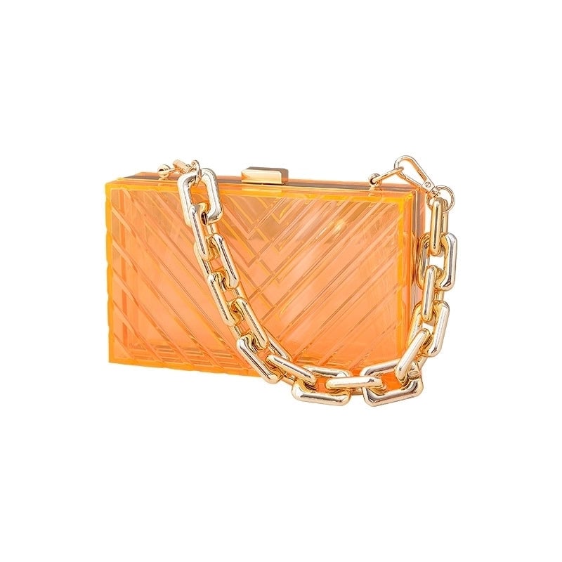 Pvc Metal Solid Color Square Evening Bags