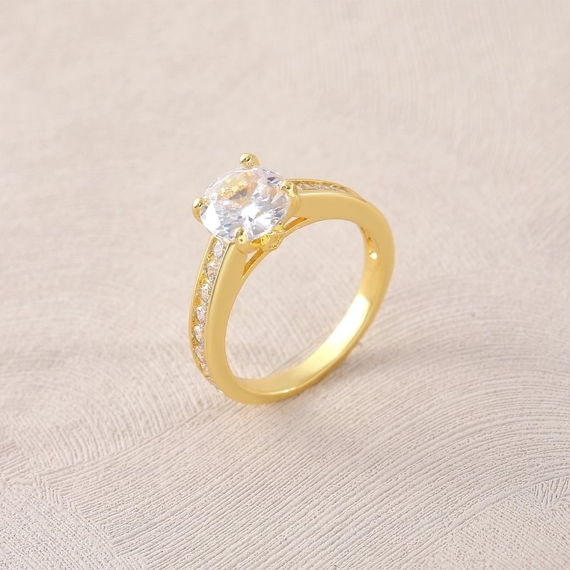 Copper 18K Gold Plated Gold Plated Plating Inlay Water Droplets Heart Shape Zircon Open Rings Rings