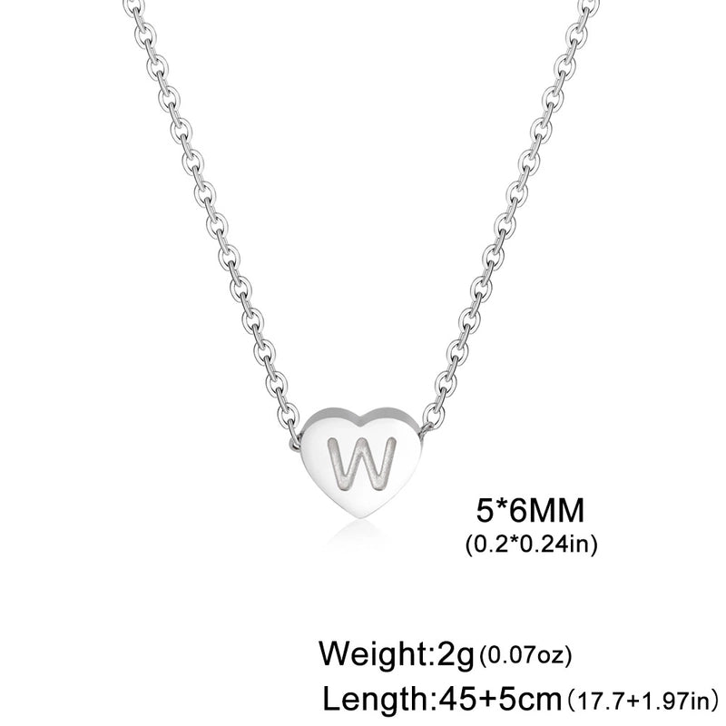 Stainless Steel Titanium Steel Minimalist Letter Heart Shape Plating Pendant Necklace
