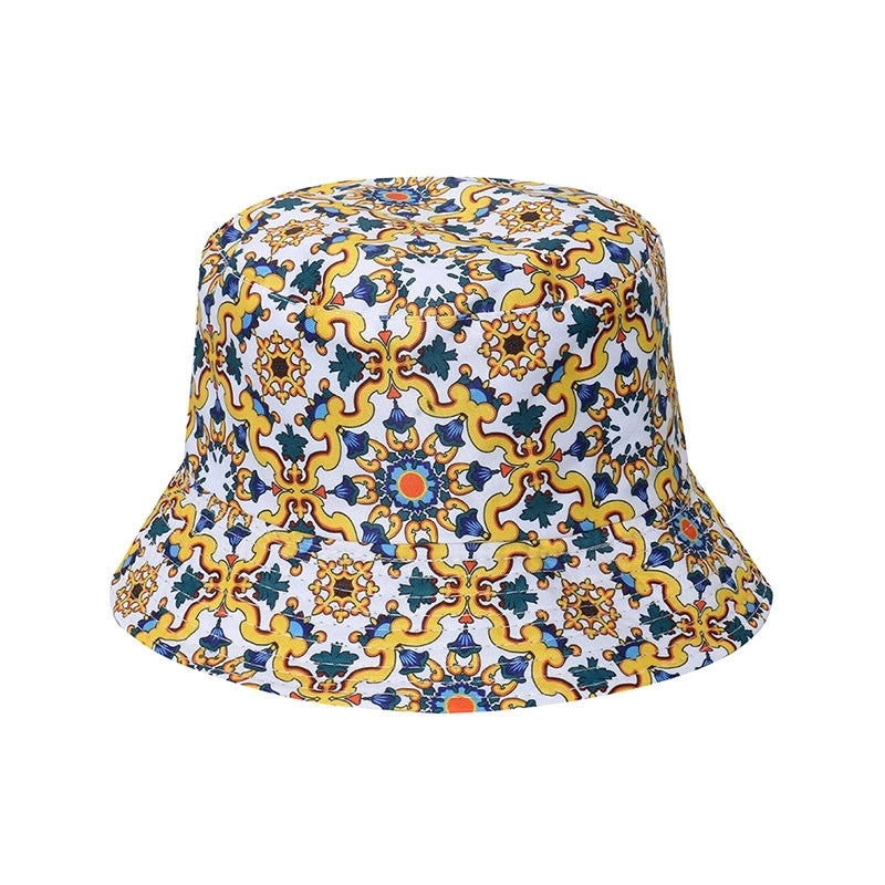 Unisex Exaggerated Punk Streetwear Sun Printing Flat Eaves Bucket Hat