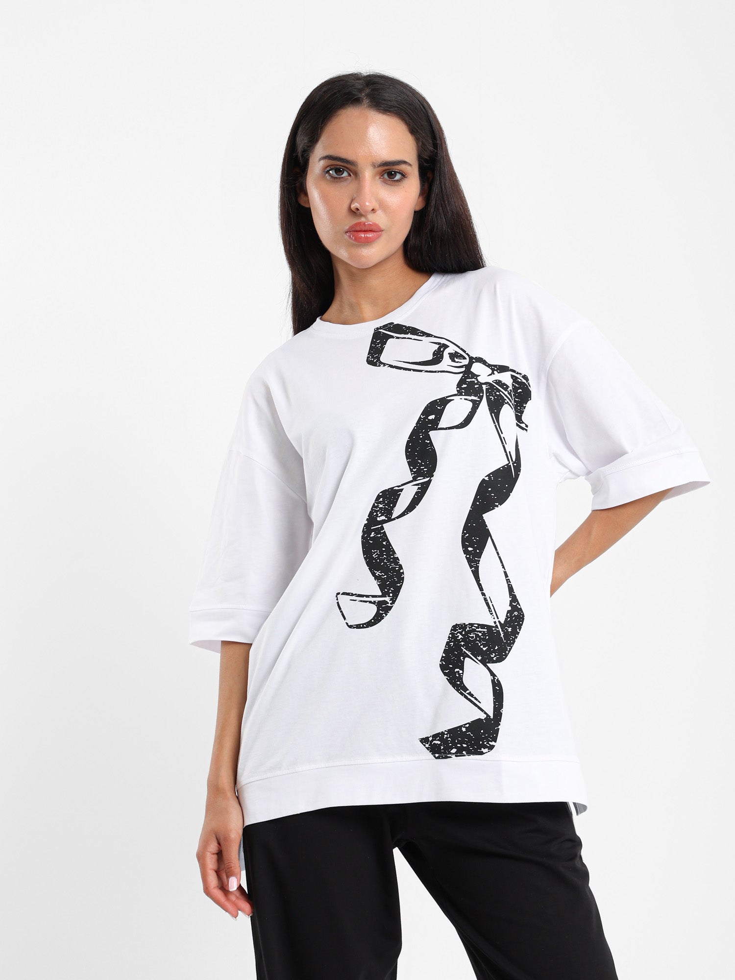Printed Bow Half Sleeve Tee