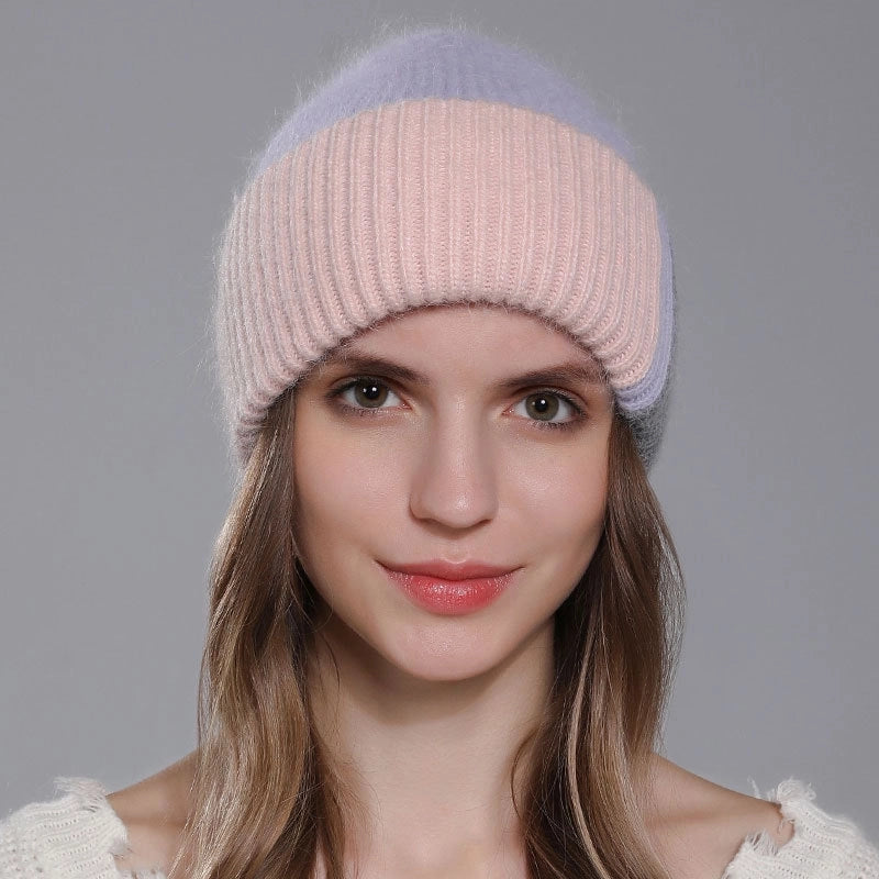 Women's Minimalist Color Block Flat Eaves Wool Cap