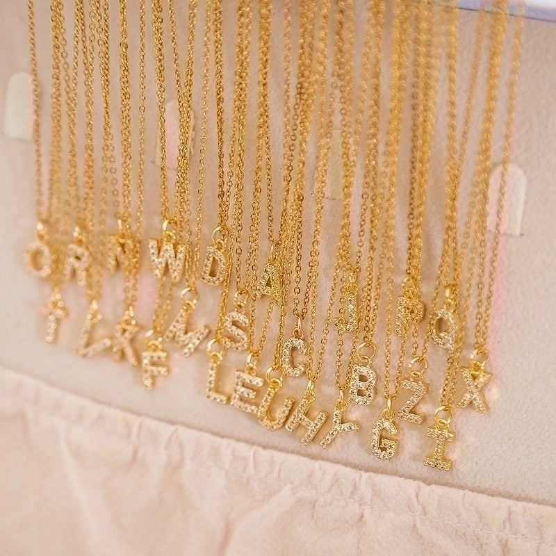 Titanium Steel Copper Streetwear Plating Inlay Letter Zircon Pendant Necklace