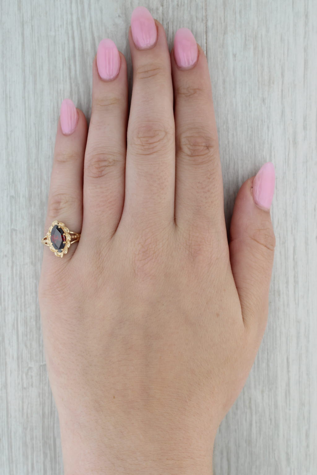 2.80ct Lab Created Garnet Marquise Solitaire Ring 10k Yellow Gold Size 7