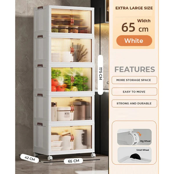 Foldable Storage Cabinet 5 Layer . Closed Storage Organizer