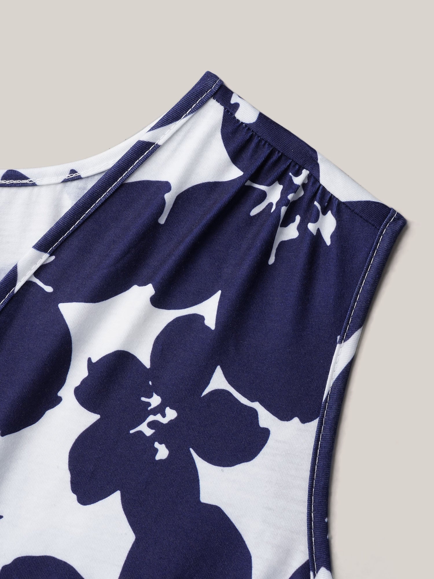 Floral Print Surplice Neck Midi Dress