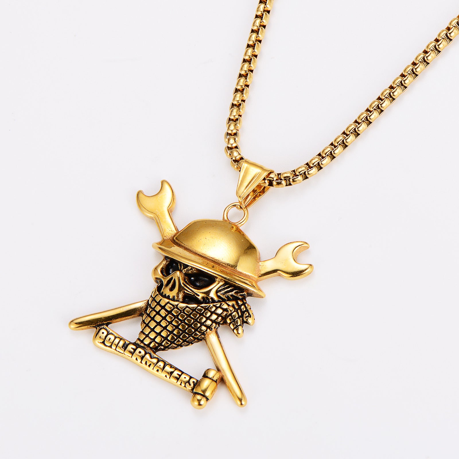 Aml Stainless Steel All-Match Skull Pirate Hat Pendant Necklace For Men And Women Hip-Hop Personality