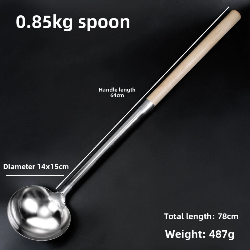 Stainless Steel Spatula Hotel Chef Special Cooking Spoon Home Cooking Spoon Long Handle Large Commercial Porridge Spoon Serving Spoon