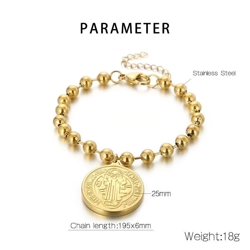 Stainless Steel Titanium Steel 18K Gold Plated Minimalist Plating Human Round Bracelets Necklace