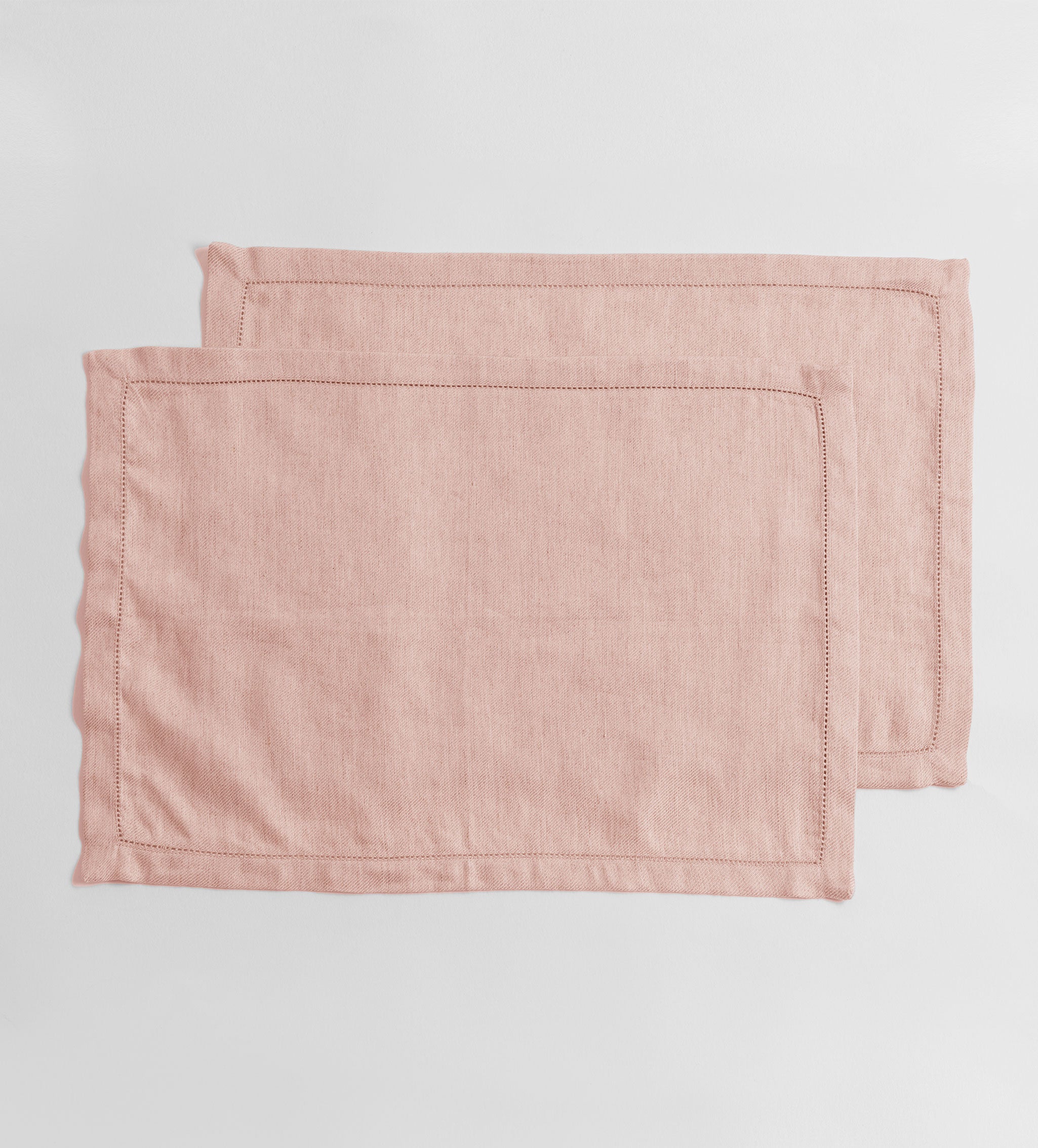 Blush Pink Twill Cotton Linen Placemats - Set of 2
