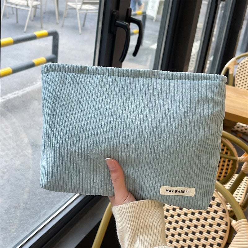 Women's Corduroy Letter Solid Color Basic Square Zipper Cosmetic Bag Clutch Bag