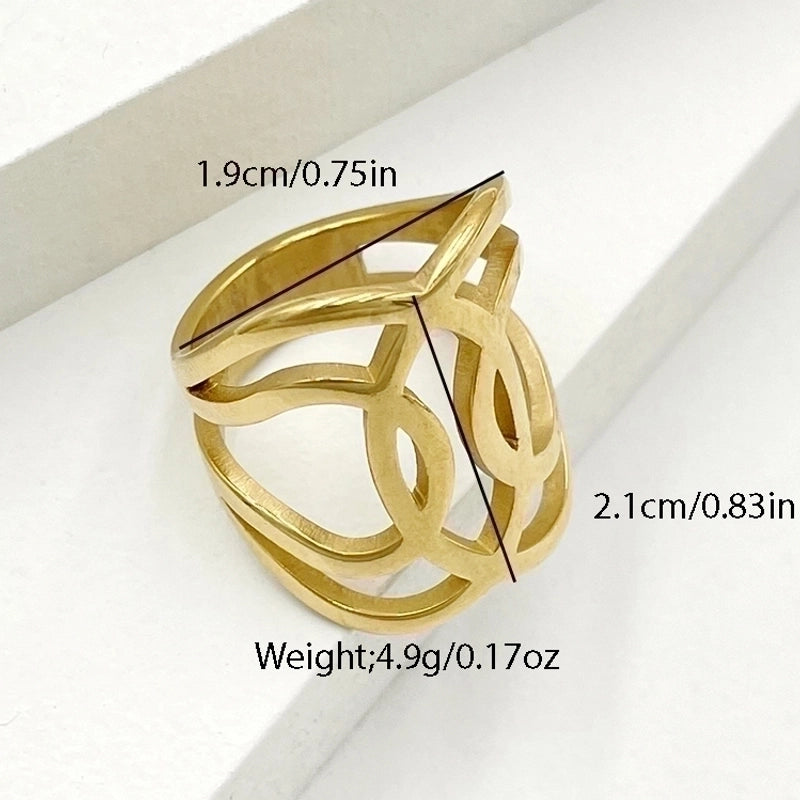 Retro Geometric 304 Stainless Steel 14K Gold Plated Irregular Stainless Steel Rings