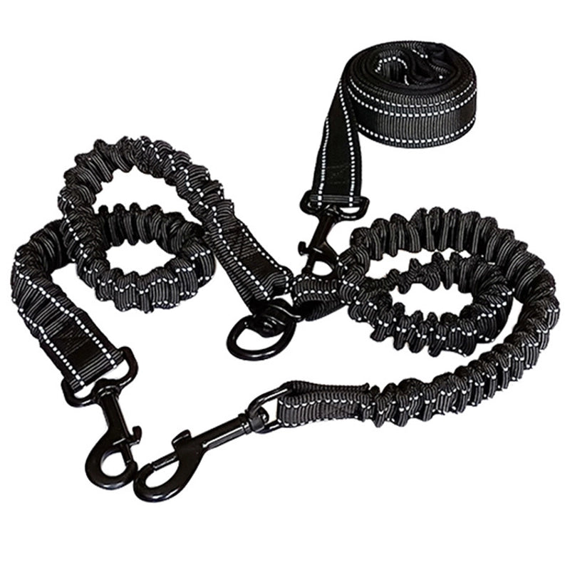 One Drag Two Leash 2 Dog Leash Elastic Buffer Dog Chain Reflective Leash Dog Leash Dog Leash Double Leash