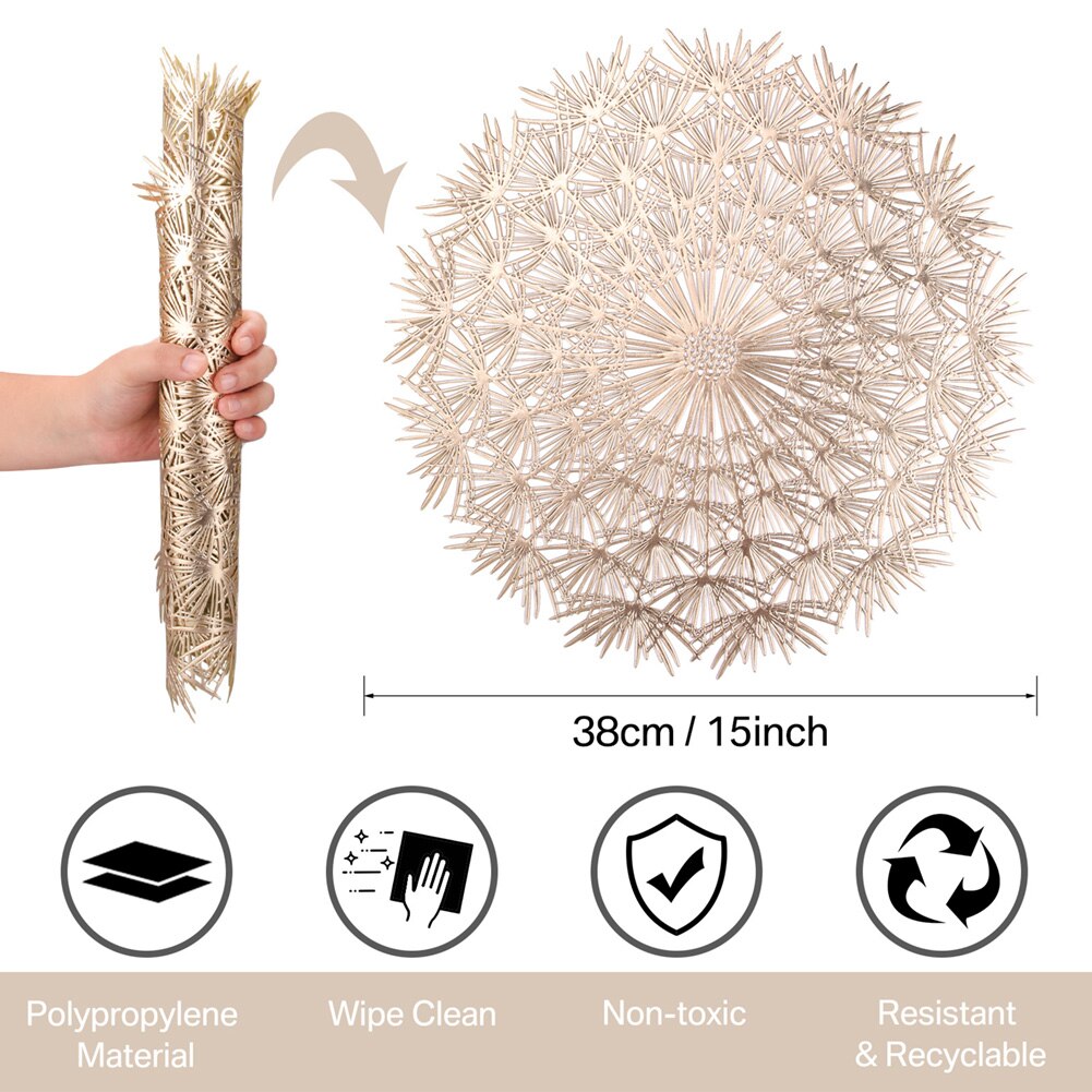 4/8pcs PVC Dandelion Hollow Nordic Style Non-Slip Kitchen Placemat