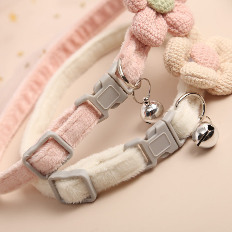 Flower Pattern Bell Dog Cat Collar