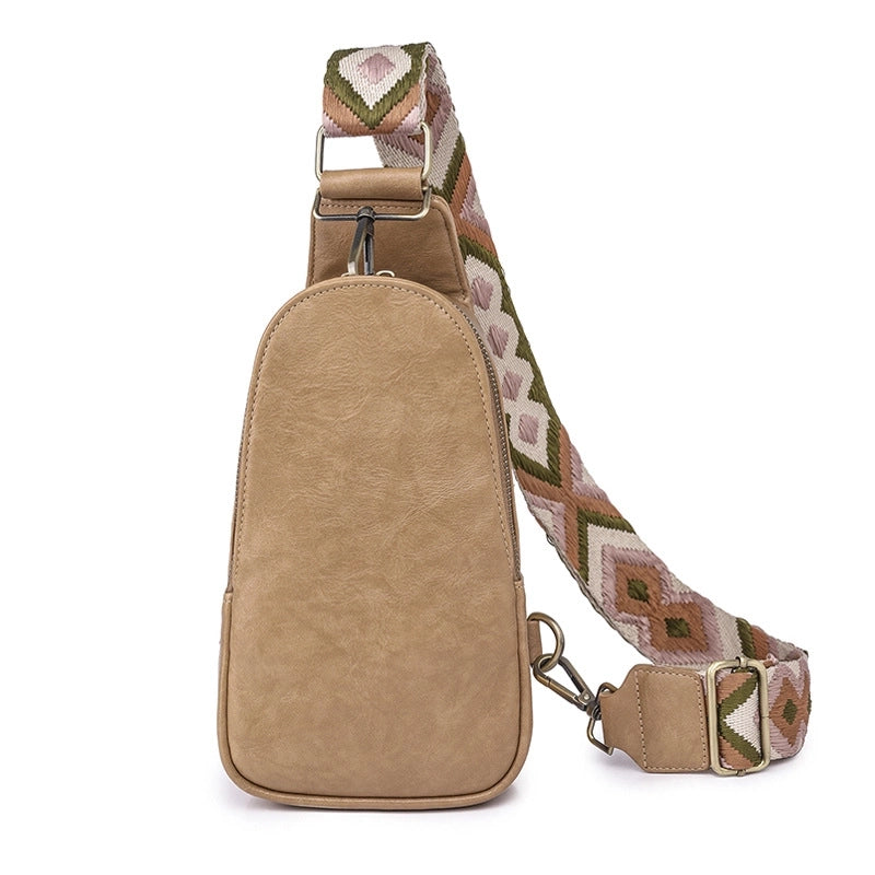 Vintage Style Fashion Color Block Pu Leather Water Repellent Waist Bags