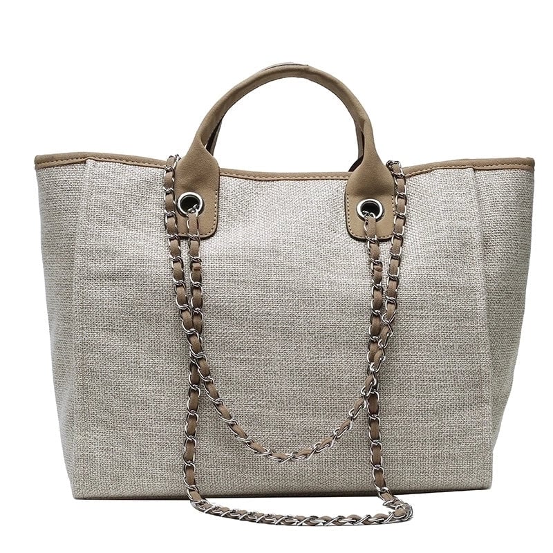 Women'S Large Canvas Solid Color Streetwear Square Zipper Tote Bag
