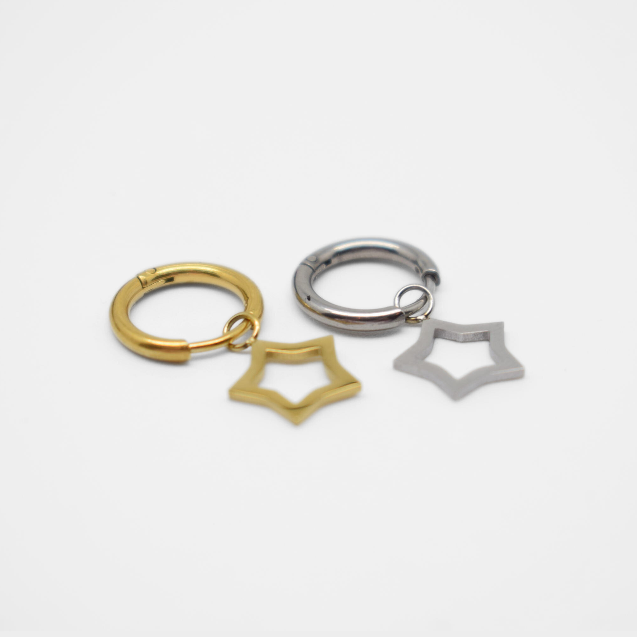 Starry moon charm hoops - Gold
