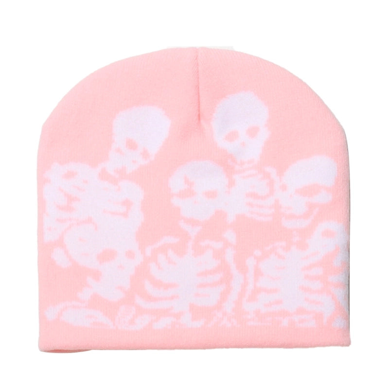 Men's Exaggerated Punk Streetwear Skull Skull Eaveless Wool Cap