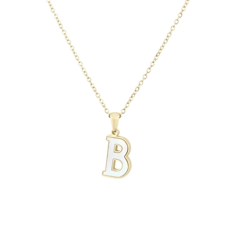 304 Stainless Steel Titanium Steel 18K Gold Plated Minimalist Plating Inlaid Shell Letter Shell