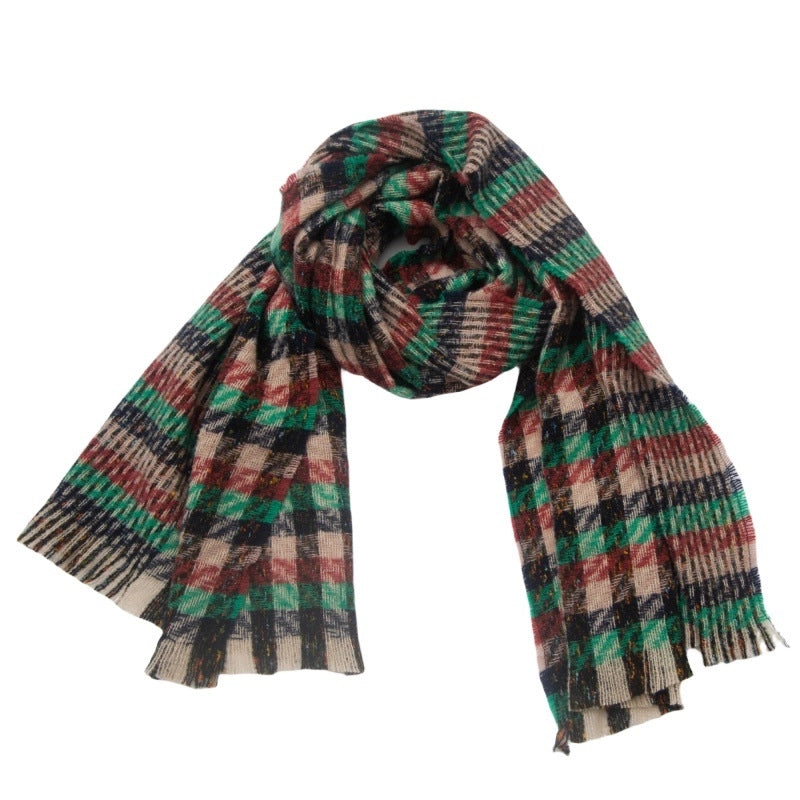 Unisex Casual Minimalist Lattice Polyester Tassel Scarf