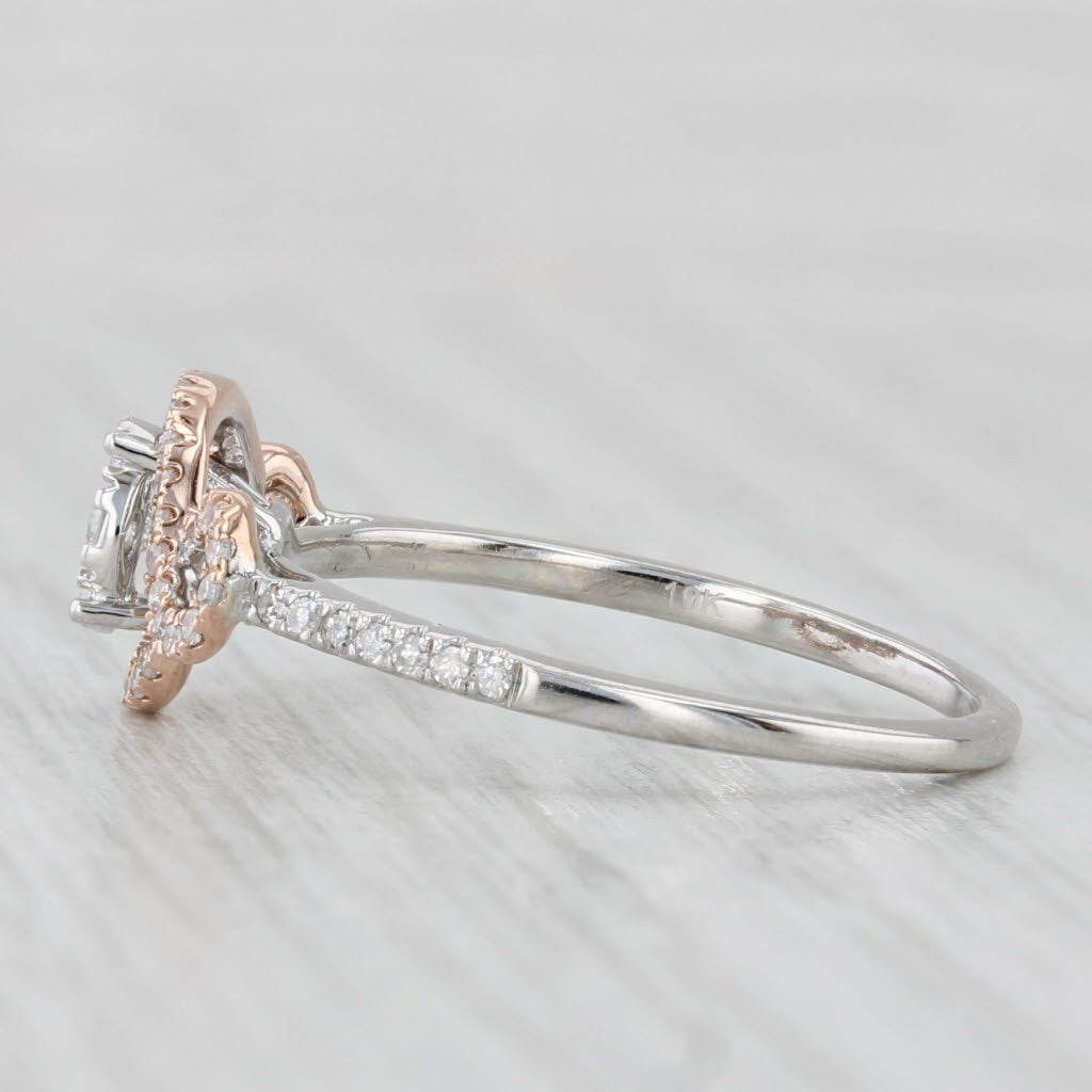 0.28ctw Diamond Cluster Engagement Ring 10k White Rose Gold Size 7.75