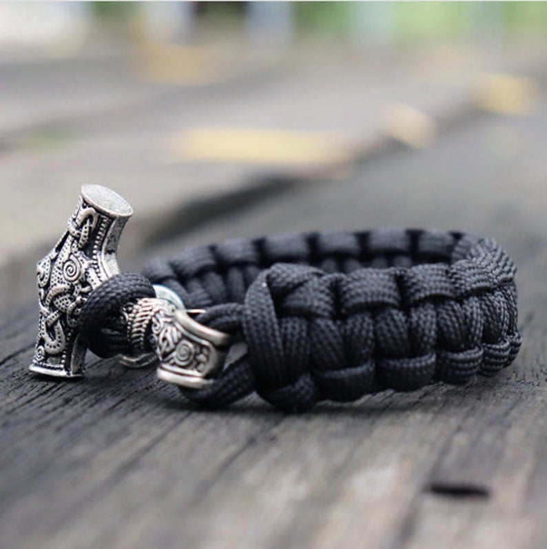 Thor's Hammer Bracelet | Handmade S925 Silver Viking Rope Bracelet |  Vikings Bracelet