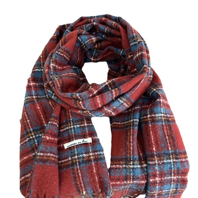 Women's Elegant Plaid Imitation Cashmere Polyester Scarf