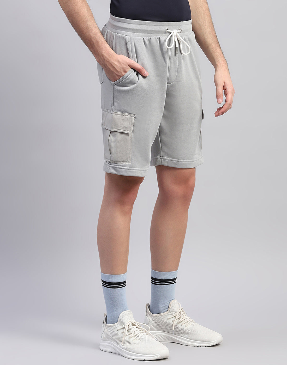 Men Grey Solid Regular Fit Short