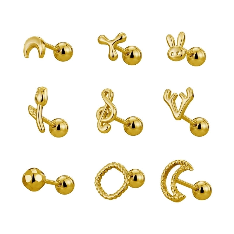 1 Piece Minimalist Commute Geometric Plating Titanium Steel Cartilage Earrings