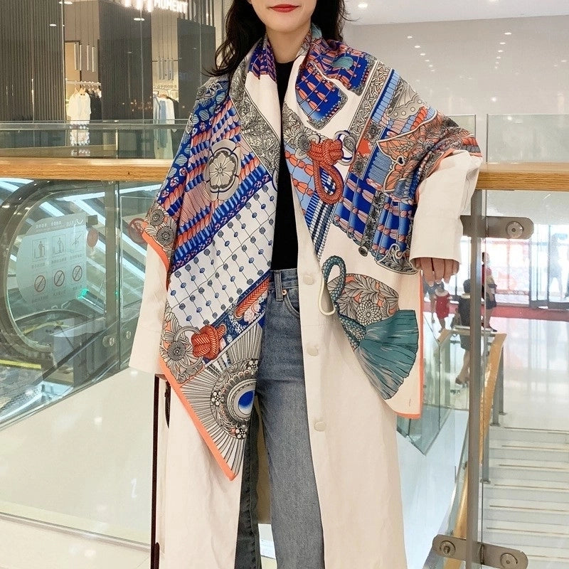 Women's Elegant Minimalist Plant Polyester Silk Scarf