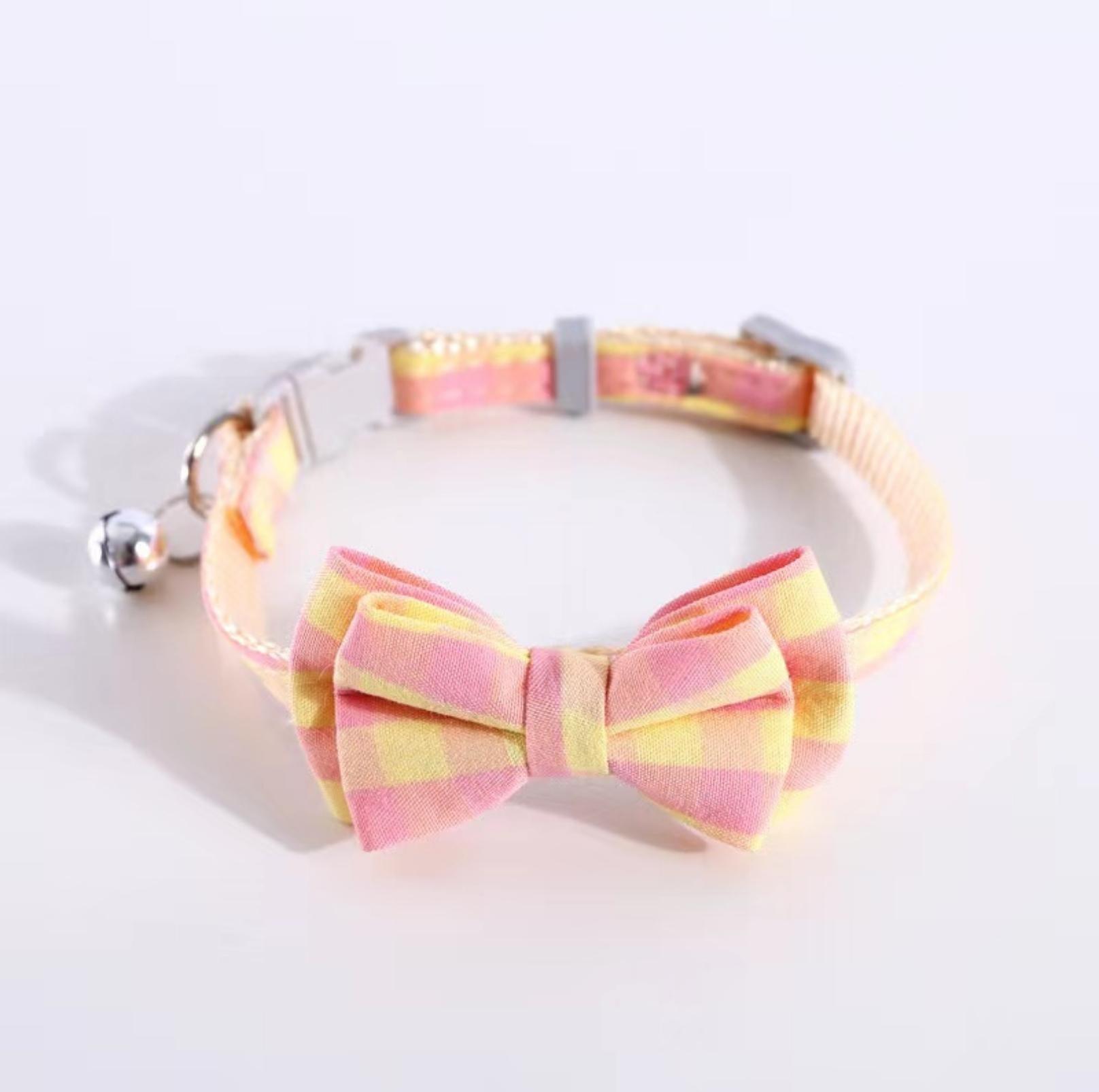 Colourful Plaid Bow Style Adjustable Pet Collar