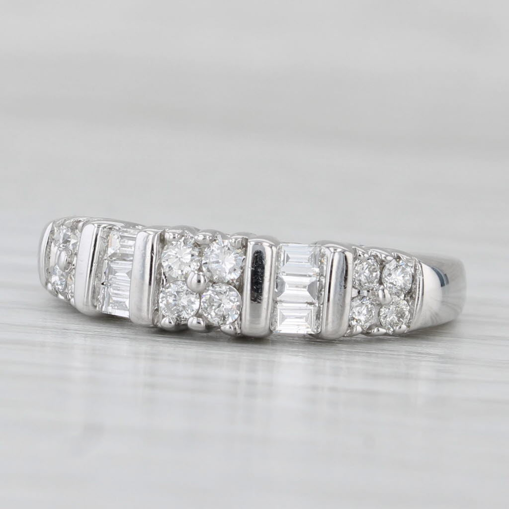 0.59ctw Diamond Ring 14k White Gold Size 6.75 Wedding Anniversary Band