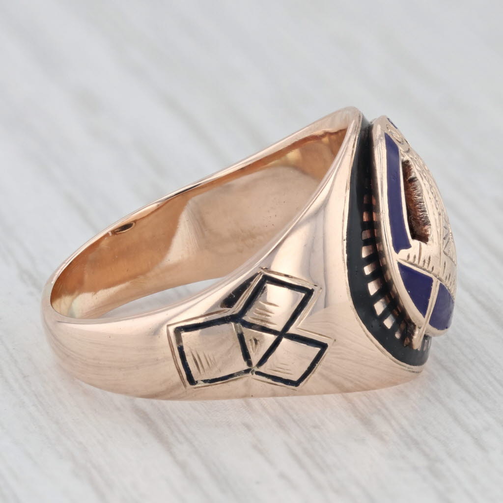 Vintage Masonic Blue Lodge Ring 10k Gold Size 8.75 Stylized Signet Cigar Band