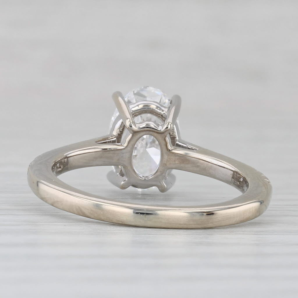 Lab Grown Oval Diamond Engagement Ring 18k White Gold Size 7 IGI 2.32ctw