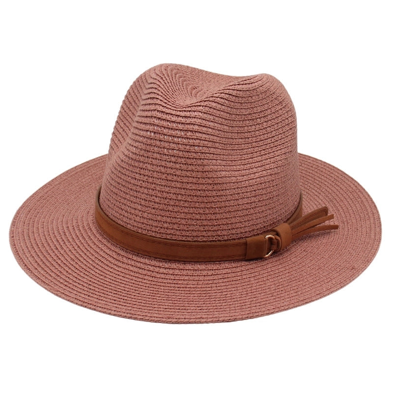 Unisex Pastoral Solid Color Wide Eaves Straw Hat