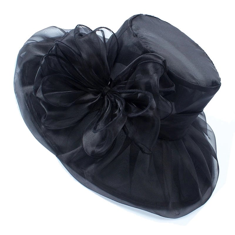 3 Pieces Women's Exaggerated Lady Vacation Solid Color Flower Big Eaves Sun Hat