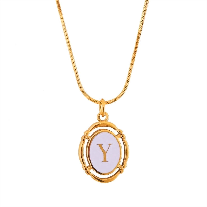 Stainless Steel Classic Style Stoving Varnish Plating Letter Pendant Necklace