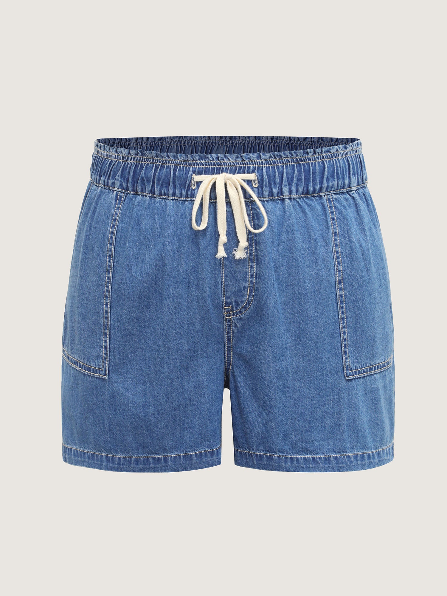 Cotton Stretchy Waist Drawstring Classic Denim Shorts