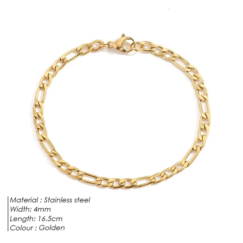 Hip-Hop Geometric 304 Stainless Steel Figaro Chain Bracelets In Bulk