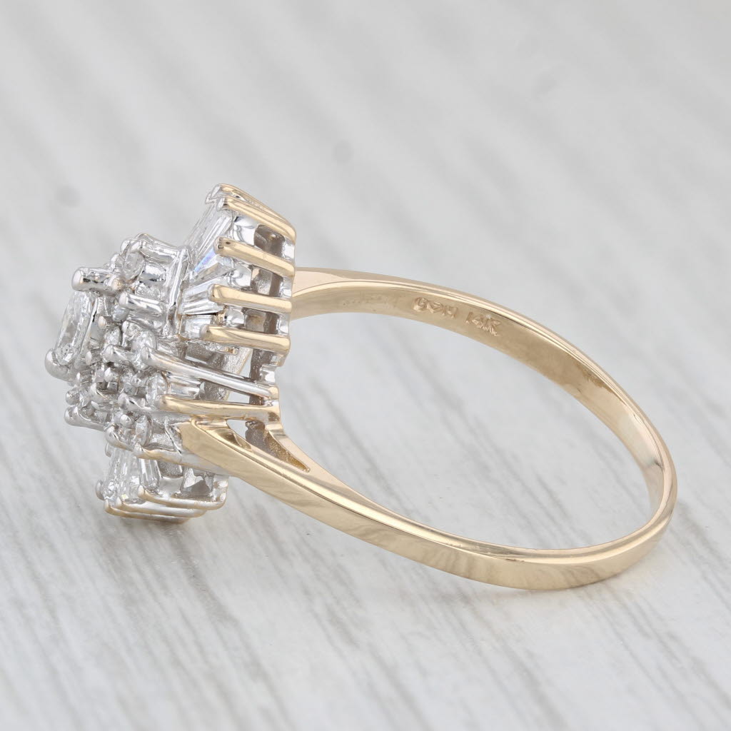 0.73ctw Diamond Cluster Engagement Ring 14k Yellow Gold Size 9
