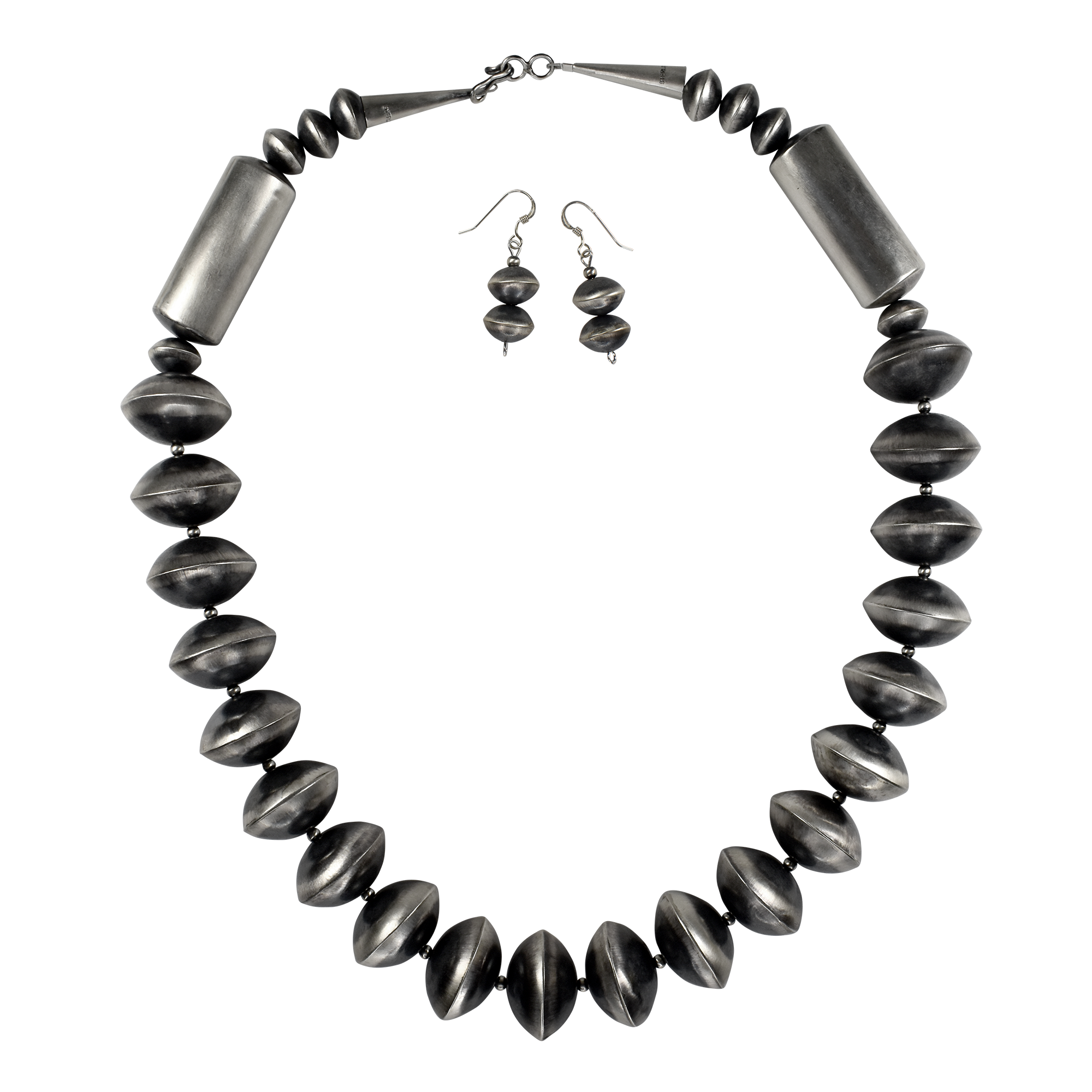 Navajo Classic Silver Earring & Necklace Set