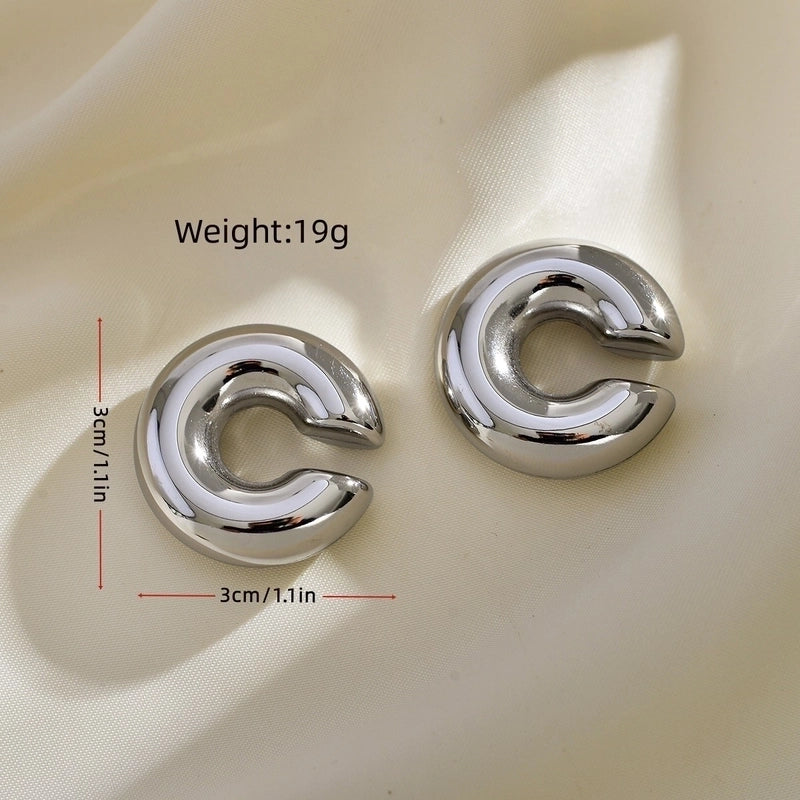 1 Pair Minimalist C Shape Plating Stainless Steel Gold Plated Ear Cuffs