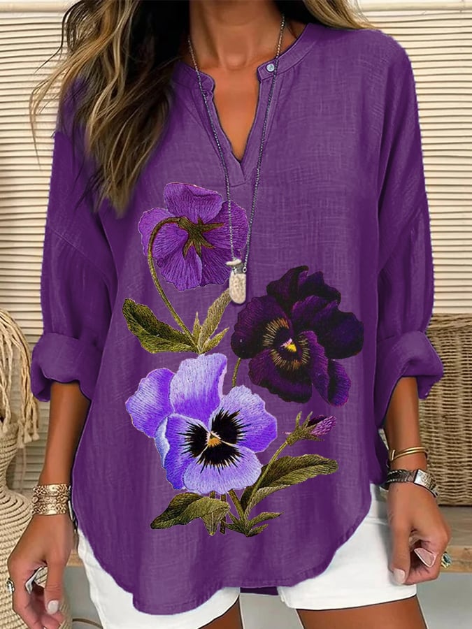 Women's Purple Flower Alzheimer's Awareness Support Shirt