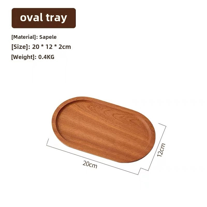 Oval Wooden Tray Solid Wood Rectangular Plate Black Walnut Afternoon Tea Coffee Tray Exquisite Small Tray