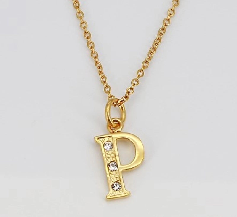 Minimalist Letter 304 Stainless Steel Rhinestones Inlay Stainless Steel Necklaces