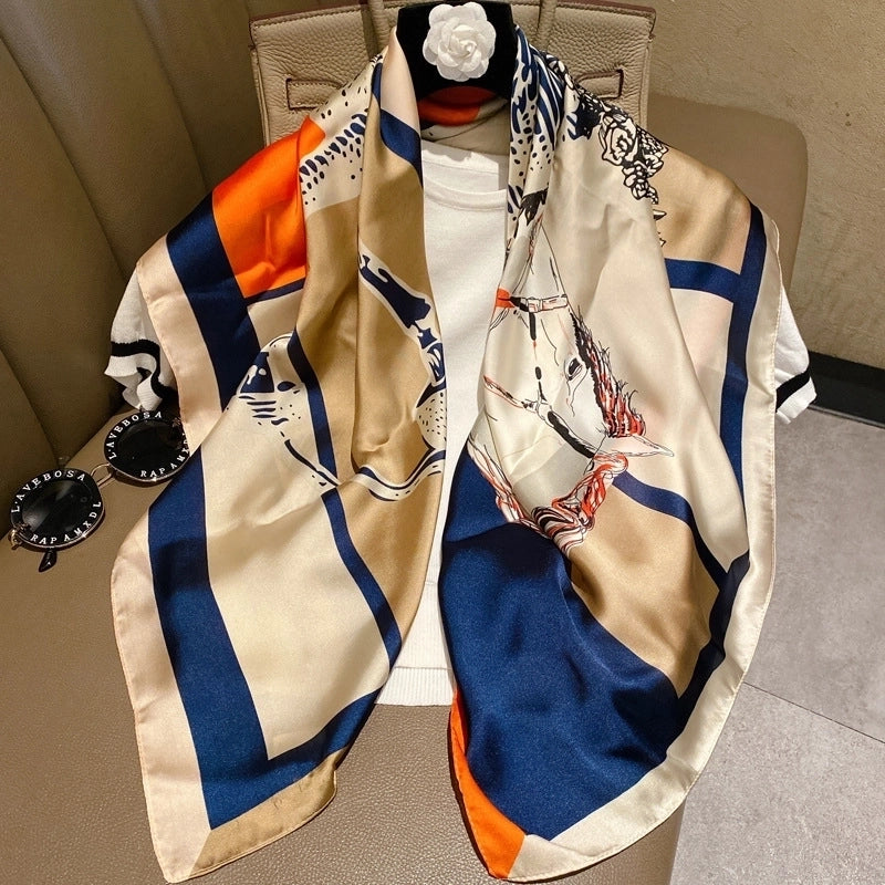 Women's Classic Style Commute Color Block Polyester Printing Scarf