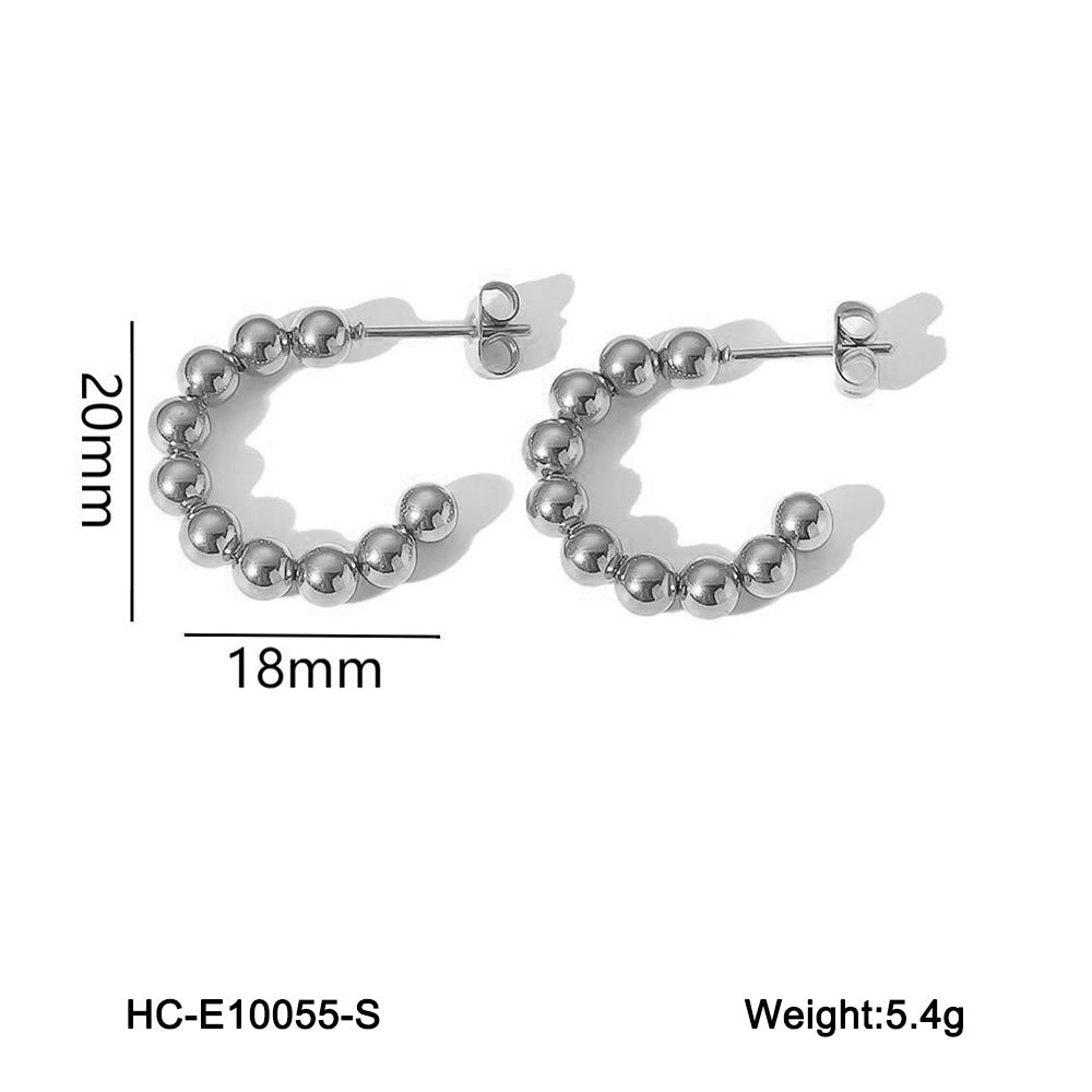 Sphere Geometric Stainless Steel Electroplating Earrings